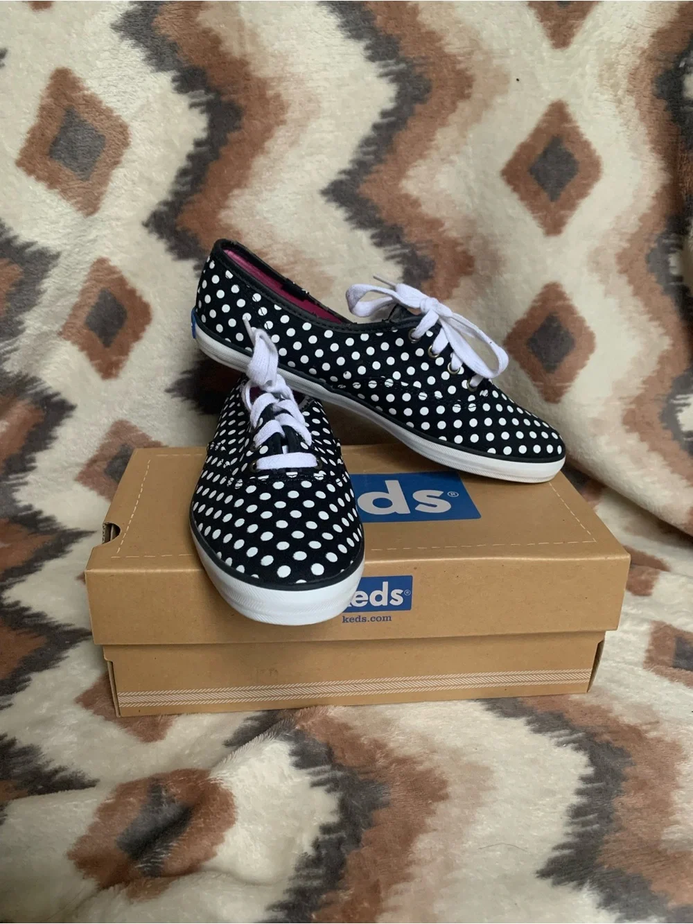 KEDS Itsy Weensy POLKA DOT Bikini Sneakers Comfort Shoes Black White size 6.5